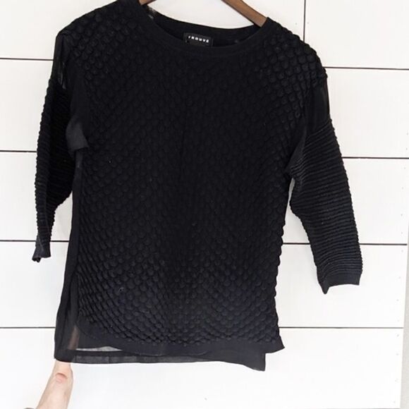 Trouve Black Knit Bubble Sweater XS - Picture 2 of 5